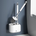 Miniatyrbillede 3 af 4: Toiletbørste og børste sæt, 2 i 1 toiletbørster og holder til badeværelsesrengøring, silikone toiletbørste og holder til vægmontering