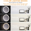 Miniatyrbillede 4 af 5: 8 Tommer USB Genopladelig LED Væghængt Sminke Spejl 3 Farve Lys Dobbeltsidet 1x/10x Forstørrelsesspejl Berøringsskifte Smart Slukke 360 Svingbart Vanity Spejl
