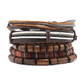Miniatyrbillede 1 af 5: 5 stk. Mænd Kvinder, Hamp Snore Træperler Etnisk Tribal Armbånd, Læder Håndledsremme-Træperler Etnisk Tribal Snore Armbånd Hamp