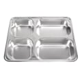 Miniatyrbilde 1 av 2: Kreativ 304 Rustfritt Stål Skål Utsøkt Middagsbrett Slippsikkert Risretter Separate Tallerkener Bestikk (fire Ruter Hurtigmattallerken)Sølv28x22cm Silver 28x22cm