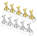 Miniatyrbillede 1 af 5: 2 Sæt Akryl Negleøvelsesstativ Magnetisk Negletip Kunst Display Stativ Holder Manicure Værktøj med Genanvendelig Klæbende Putty Ler til Hjem Salon Makeup