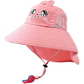 Miniatyrbild 1 av 5: RYI) Söt solhatt för barn, justerbar, ventilerande bucket hat UPF 50+ solskyddskeps, rosa