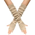 Pikkukuva 1 / 4: Kashamiirisekoitetut käsivarsinlämmittimet talviset sormittomat käsineet neulotut pipohanskat rannelämmittimet peukalonreiällä naisille Beige One size fits all