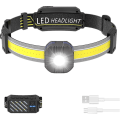 Miniatyrbillede 1 af 4: Super Lysstærk LED Pandelampe, 4000 Lumen Genopladelig LED Forlygte COB Pandelamper Med Rødt Lys, Vandtæt Justerbar Hovedlygte Til Vandring, Løb