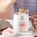 Miniatyrbild 4 av 4: Cartoon Gris Expression Mug Net Red Kaffeekopp Set Med Lock Och Sked D