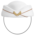 Miniatyrbillede 2 af 3: Stewardesse Hat Flyvehjælpskap Uniform Flyvehjælpskap Sceneoptræden Kvinder Damer Kap BeigeBeige19.5*20cm Beige 19.5*20cm