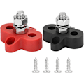 Miniatyrbillede 1 af 5: Batteri Strømfordelings Terminalblok, Kraftig Positiv Negativ Enkelt Studs Terminal Isoleret Samledåse Til (2 stk., Tilfældig Farve)