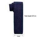 Miniatyrbillede 4 af 5: 1 Stk Strikket Stof Slip Strikket Slip Halsbind Vaskbar Smal Jersey Ensfarvet Flad Slip Smal Flad Hoved Marineblå Navy blue