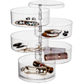 Miniatyrbillede 1 af 5: /Ryi/360° Roterende Smykkeskrin med Opbevaringslåg, 5-Lags Smykkeorganisator til Ringe, Øreringe, Armbånd og Halskæder (Transparent)