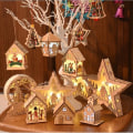 Miniatyrbilde 4 av 4: Trestjerne med julebakgrunn 21,5 cm