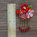 Miniatyrbillede 3 af 3: Japansk Stil Hårklips Sakura Mønster Barrette Archaistic Tassel Hårnål Hovedbeklædning Hårtilbehør Red