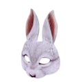 Miniatyrbild 3 av 5: Kaninhalvmask, realistisk tryck, mask med elastik för karneval eller temafest, tillbehör till djurdräkter, karnevalsförklädnader