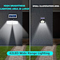 Miniatyrbillede 2 af 5: 2 Hoved LED Sikkerhedslys Bevægelsessensor Udendørs Justerbar 20w, Ip65, Udendørs Overlysvandfast Solcellegadelys Til Garage, Have
