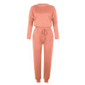 Miniatyrbilde 4 av 4: Dame Løstsittende Todelt Sett Solid Langærmet Topp Vest Casual Bukser Sweatsuit Vannmelonrød Watermelon Red M
