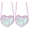 Pikkukuva 1 / 3: 3 kpl Hieno Olkalaukku Sydänmuotoinen Ristiriimu Glitter-Helmi Kolikkopussi Lähettilaukku Lapselle 2pcs 17.2*14.5*1cm