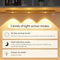 Miniatyrbilde 3 av 5: Under-skaplys LED Bevegelsessensor Innendørs, 3 Lysmoduser Trinnløs Dimming Hill Light, Lys for Skap Kjøkken Garderobe