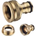 Miniatyrbillede 4 af 5: Messing Havevandslangehane Konnektor Fitting til 2-i-1 Gevindhane Adapter (2 stk., Messingfarve)