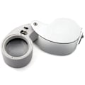 Miniatyrbild 2 av 2: Portabel Vikbar 40x 25mm Metall Vit LED-belyst Lupp Smycken Förstoringsglas (silver) Silver