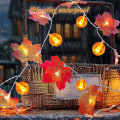 Miniatyrbillede 3 af 5: 3m 20 LED Efterårs Lønblade Græskar Feelygter Efterårs Lønblade Dekoration Til Bryllup Hjem Efterår Thanksgiving Udendørs