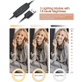 Miniatyrbilde 3 av 4: 10\" Ringlys 1.34m Bluetooth Ringlys Med Stativ Stor 128 LEDer 3 Farger 10 Intensiteter Ringlys Med 360 Justerbart Stativ For Tablet/telefon/ph