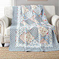 Miniatyrbillede 1 af 5: RY-Blå sengetæppe 130x150cm, blødt og behageligt 100% bomuld enkelt sengetæppe, blåmønstret patchwork sengetæppe, ægte patchwork sengetæppe, egnet