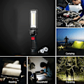 Miniatyrbilde 3 av 5: Oppladbar COB arbeidslampe med magnetisk base, bærbar mekaniker arbeidslommelykt, 360° svingbar LED arbeidslampe for bilreparasjon