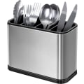 Miniatyrbilde 1 av 5: Bestikkholder Organiser 4 Rom Bestikk Oppbevaring Multifunksjonell Organiser Anti-Skli Rustfritt Stål Dryppbrett Rustfritt