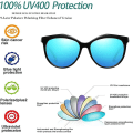 Pikkukuva 3 / 5: Naisten aurinkolasit, polarisoidut, UV-suoja, läpinäkyvä kehys, musta kehys, siniset linssit Black Frame Blue Lens