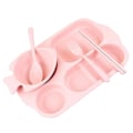 Pikkukuva 2 / 3: 5 osaa/setti Vehnänolki Jaettu Ruokalauta Solid Color Tikut Haarukka Lusikka Kulho Astiasto Pöytäastiasto Lapsille Lapsille (vaaleanpunainen)Vaaleanpunainen Pink