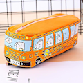 Miniatyrbilde 2 av 4: Tegneserie Blyantveske Stor Kapasitet Buss Blyantpose Bil Pennveske Student Buss Blyantveske For Barn Oransje Orange