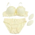 Miniatyrbilde 1 av 4: Kvinners Blonderisett Sexy BH Push Up BH Undertøy BH og Truser (gul, 75b)Gul75B Yellow 75B