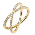 Miniatyrbilde 1 av 5: Forgylt X-ring med gnistrende kubisk zirkonia, stabelbar tommelring, simulerte diamanter, bryllupsband, kryssringer (2 stk.)