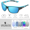 Pikkukuva 2 / 5: Polarisoidut Urheilulasit Miehille Ajamiseen, Pyöräilyyn, Kalastukseen - Aurinkolasit 100% UV-Suoja Goggles Sininen Peili Blue Mirror