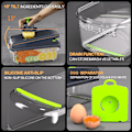 Miniatyrbilde 5 av 5: BPA-fri Multifunksjonell Kjøkkenredskap Løkskiver 13 i 1 Grønnsakskutter Rivjern Frukt Grønnsakshakker*ryy Black+Grey