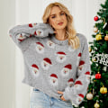 Miniatyrbillede 1 af 5: Juletrøjer til kvinder med lange ærmer, fuzzy sweatshirts, grafiske t-shirts til højtider grey L