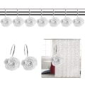 Miniatyrbillede 5 af 5: 12 stk. Hjemmemode Dekorative Rustfrie Bruseforhængskroge Rose Design Bruseforhængsringe Kroge (rød)Hvid White