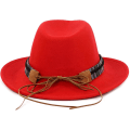 Miniatyrbillede 4 af 5: Unisex Crushable Cowboy Hat Western Cowgirl Outback Hat Cattleman Fedora Med Braided Band Og Tyrenskalle Rød Red