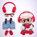 Miniatyrbild 2 av 5: /RYI/Mini Labubu Dockas Kläder Hörlursoutfit Tillbehör för 15-17cm Labubu 10cm Bomulls Docka Headset Hörlursset Kläder Gåva #18