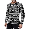 Miniatyrbild 3 av 5: Herrar Tryckta T-shirts Rund Hals Långärmad Slim Fit Pullover Toppar För Våren 2XL 2XL