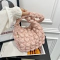 Miniatyrbild 5 av 5: Rosa moln bubbla armhåla veckad axel enkel clutch väska för resor