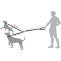 Miniatyrbillede 5 af 5: Koppel til 2 hunde, sammenfiltringsfrit dobbeltkoppel til hundetræning 360° roterbar justerbar reflekterende længde dobbelt line til to_RY