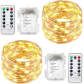 Miniatyrbillede 1 af 5: 2 Pak Batteridrevne LED-Lysstreng Med Fjernbetjening, 4,5 Meter, 8 Tilstande, 50 LED'er, Vandafvisende Ledning, Stjernelys, Blinkende Ildfluer Til Terrasse,
