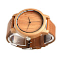 Miniatyrbillede 2 af 3: Mænds Håndlavet Casual Fashionabel Ægte Læderrem Bambus Kvartsbevægelse Analog Træur Armbåndsur 25.7*4.5cm 25.7*4.5cm