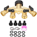 Miniatyrbillede 1 af 5: Slangedeler 4-vejs Slangekobling G3/4in Hun-gevind Metal Slangekobling med 4 Ventiler til Havevanding Balkonvanding Bilvask