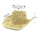 Miniatyrbilde 2 av 5: Beige Håndlaget Cowboyhatt med Hull for Kvinner/Menn, Bredbremmet Sommerstrand Solhatt, Justerbar $simplicity Ny Western Stil Hullsatt Klassisk Cowboy