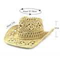 Pikkukuva 2 / 5: Beige Naisten/Miesten Käsintehty Reikäinen Cowboy-hattu Cowboy Laaja Reuna Kesä Ranta Auringonhattu, Säädettävissä $simplicity Uusi Western-tyyli Reikäinen Klassinen Cowb