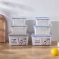Miniatyrbillede 4 af 5: Køkken Køleskab Opbevaringsboks Rektangulær Plastik Dræningskurv Dobbelt Lag Køleskab Opbevaringsbeholder_xrzi Gray--Suit (850ml + 1750ml + 3300ml)