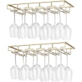 Miniatyrbild 1 av 5: 2-pack 5-rads Hängande Glasställ i Metall för Vinglas Under Skåp, Guld