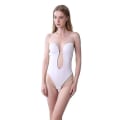 Miniatyrbillede 1 af 4: Shapewear Body Shaper med dyb V-udskæring til kvinder, gennemsigtige stropper, polstret push-up korset undertøj, usynlig BH lingeriS S