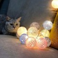Miniatyrbillede 4 af 5: Bomuldskugle-Lysstreng Bomuldskugler Med Stikkontakt, 3,5m, 20 LED-Kugler Lysstreng Til Indendørs, Natlys Dekoration Som Jul, Bryllup, Fest, Værelse